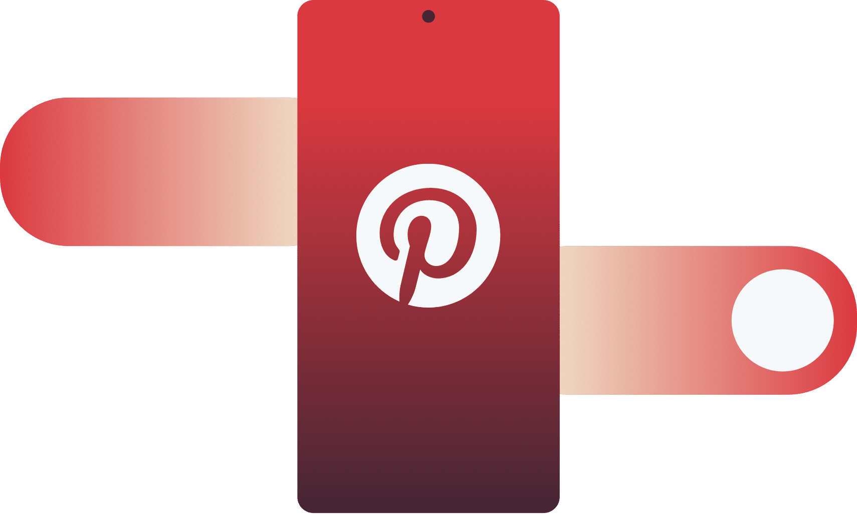 Logotipo de interesse em dispositivo móvel com um gesto de deslize passando por ele.